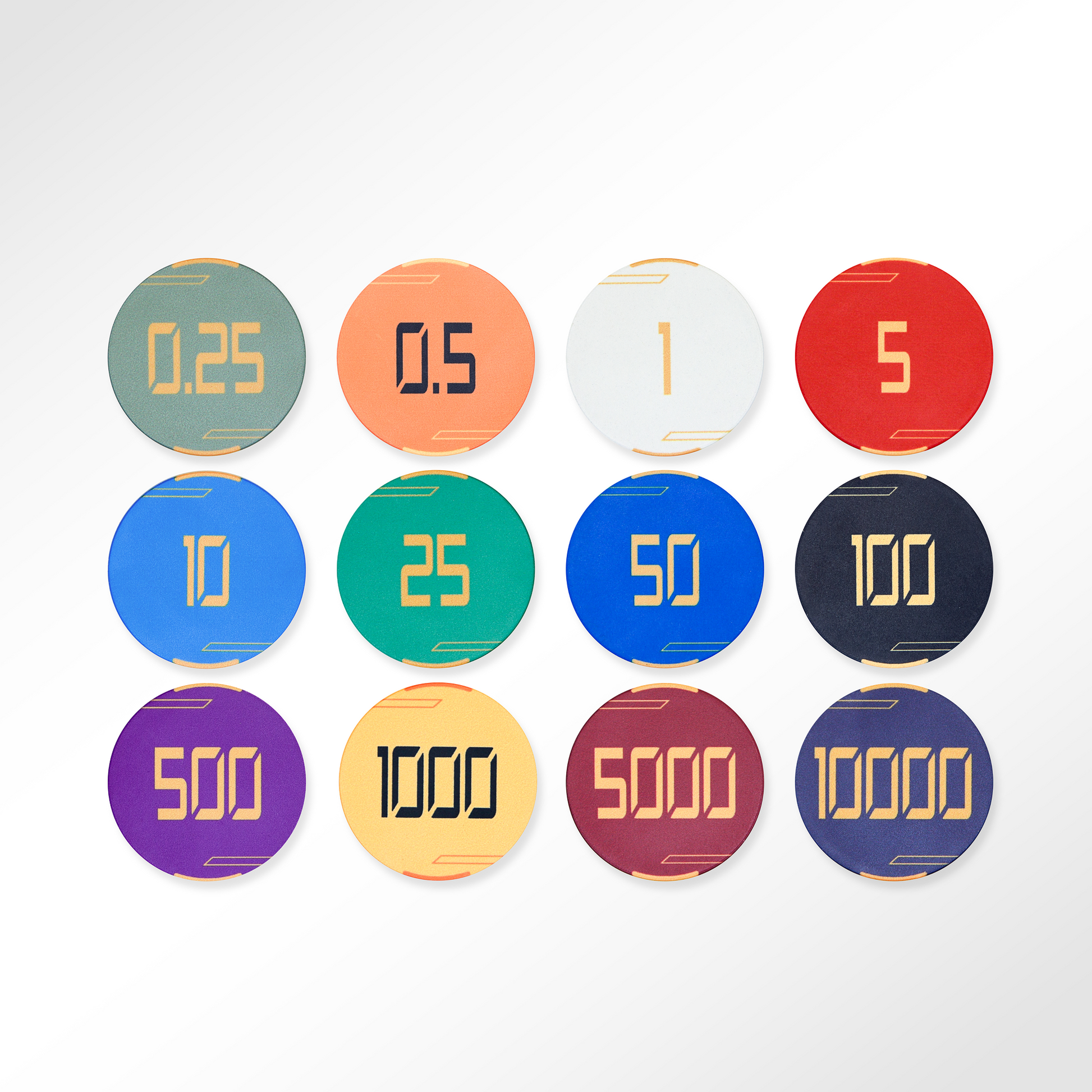1000 PCS Golden Club Ceramic Poker Chips Set with Acrylic Case MRCpoker