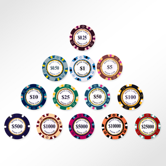 POKER CHIPS SAMPLE SET 13PCS MONTE CARLO POKER CLUB CHIPS