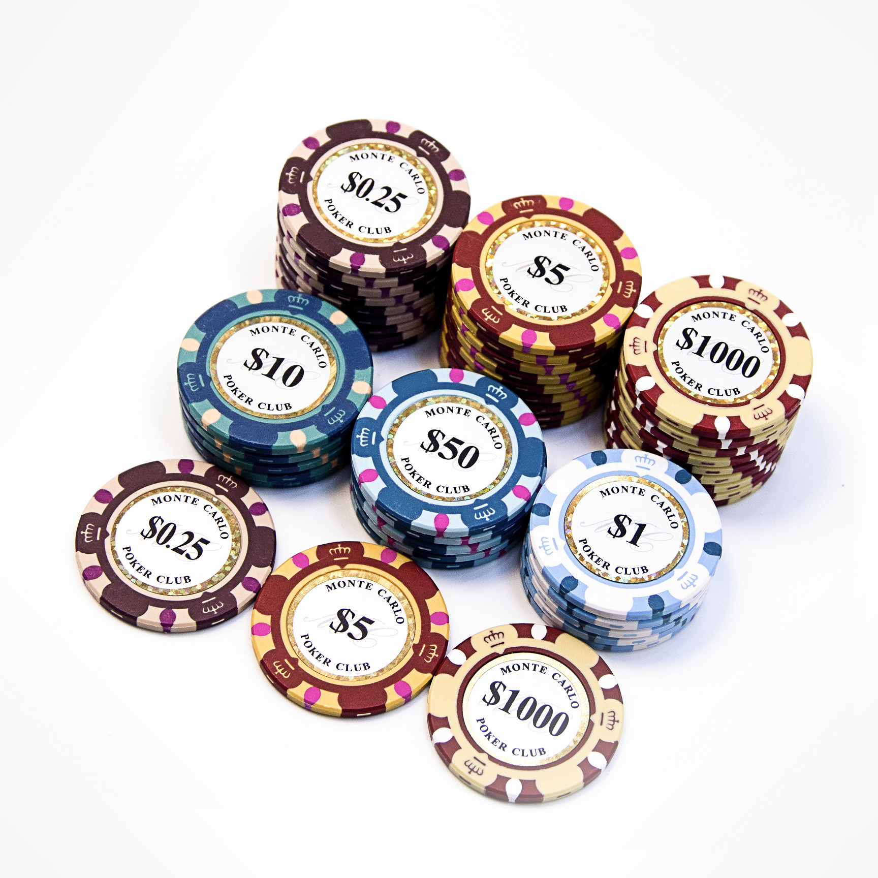 1000 Monte Carlo Poker Club Poker Chips Set - High End Acrylic 1000 Monte Carlo Poker Club Poker Chips Set - High End Acrylic