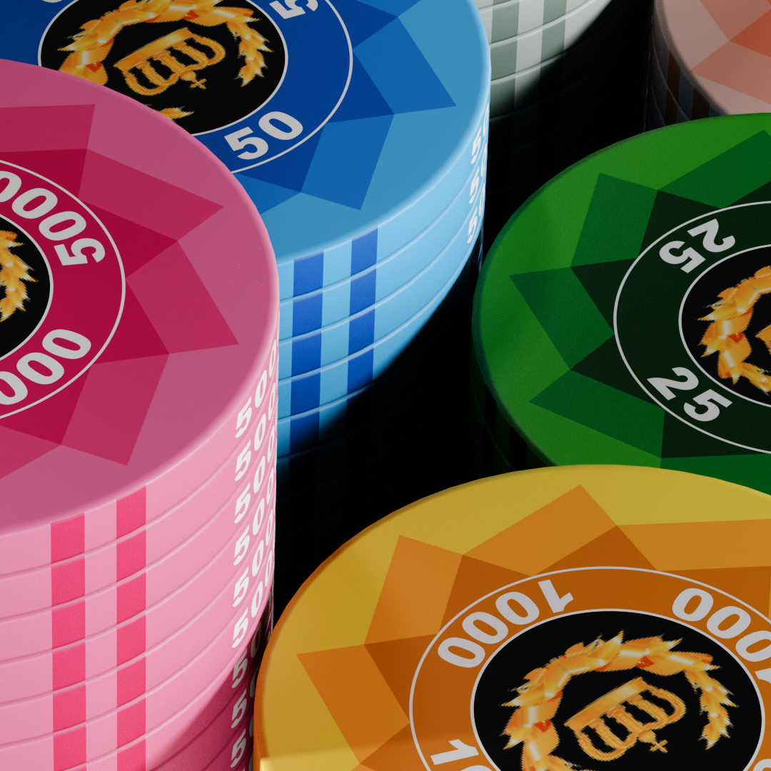 300 PCS Laurel Crown Ceramic Poker Chips Set with Black Aluminum Case MRCpoker