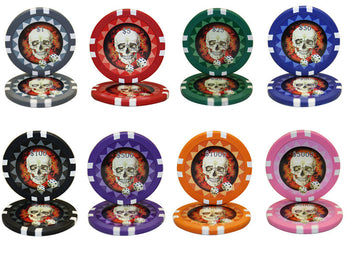 1000 PCS 13.5g Skull Poker Chips Set with Black Aluminum Case