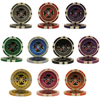 1000 PCS 14g Laser Graphic Ultimate Poker Chips Set with Black Aluminum Case